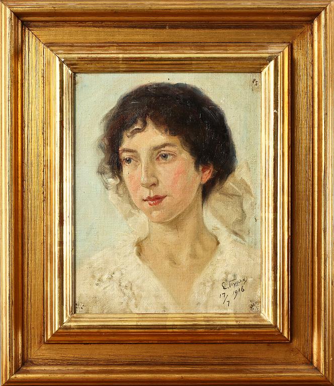 ERIK TRYGGELIN, olja på pannå, sign och dat 17/9 1916.