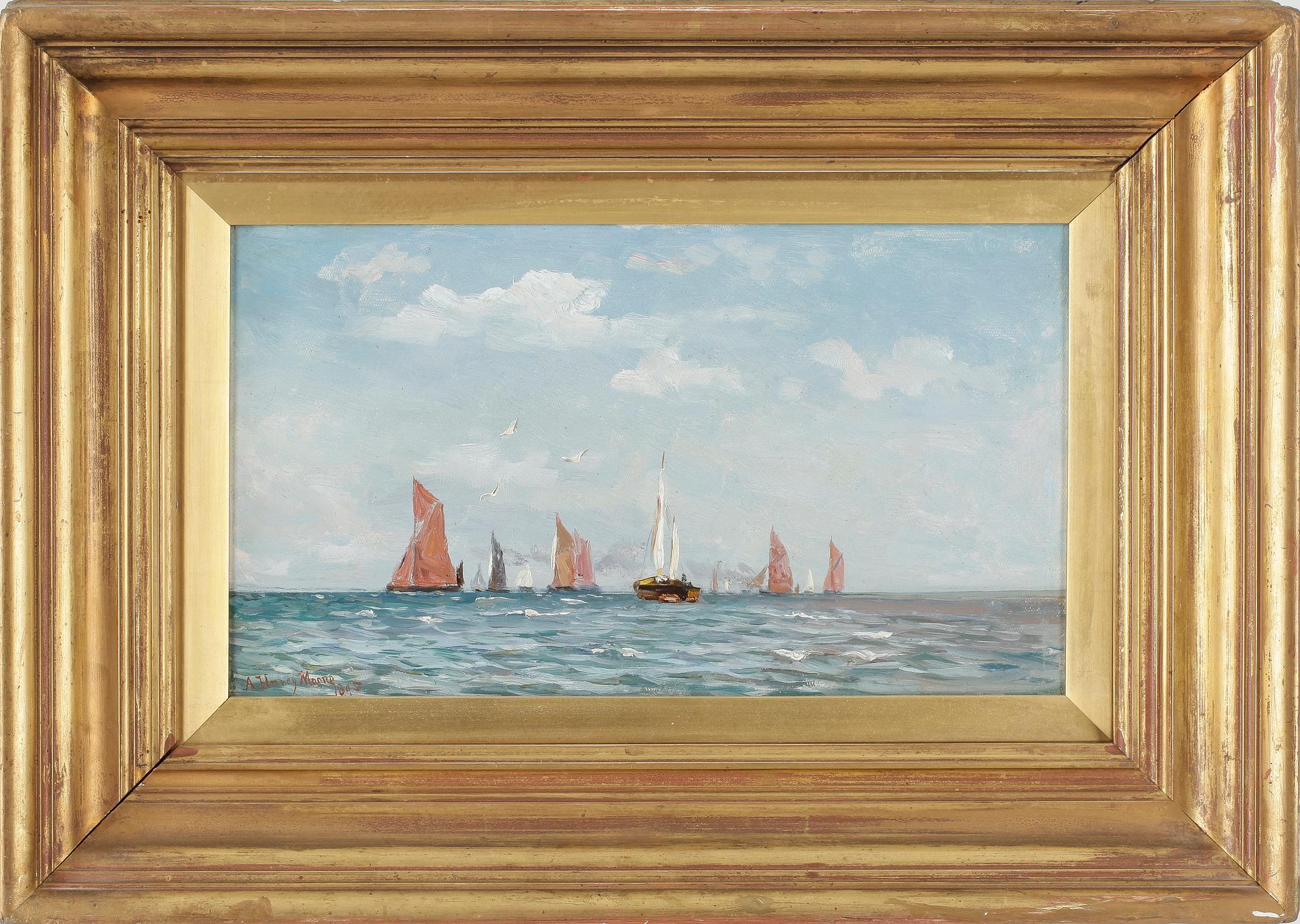 A HARVEY MOORE, olja på duk, signerad 1895.