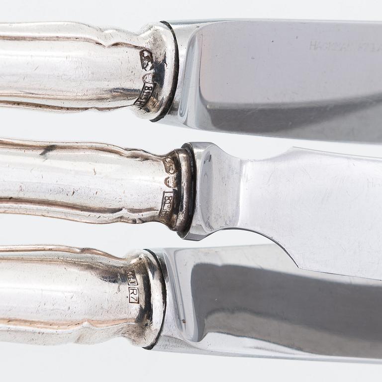 Bestickuppsättning, 107 dlr, silver, "Chippendale", Kultakeskus, Tavastehus 1961-1974.