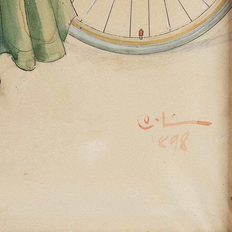 Carl Larsson, Fru Grosshandlare Eriksson/Kvinna vid cykel (study for "Skolungdomens korum" at Ladugårdsgärde).