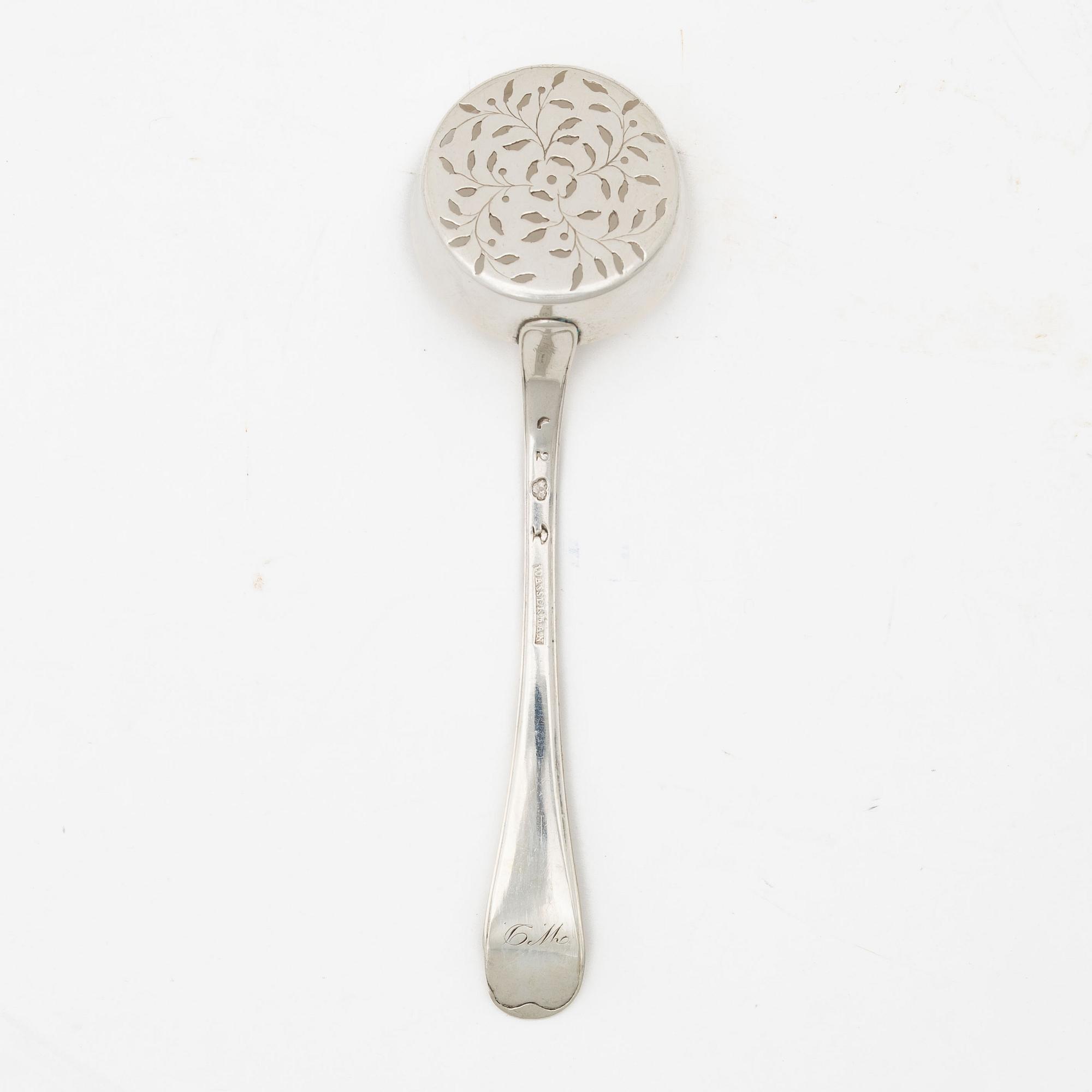 A silver sugar spoon, mark of Johan Wasserman, Lindesberg, Sweden 1785.