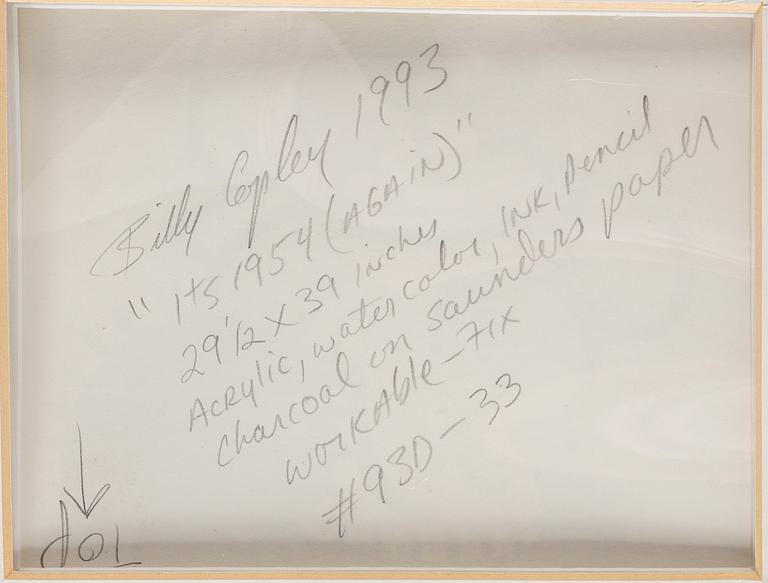 BILLY COPLEY,  mixed media on paper, signed on verso.