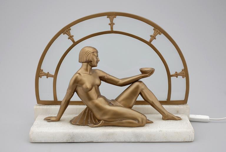 BORDSLAMPA, art deco, troligen Frankrike, 1900-talets första hälft.