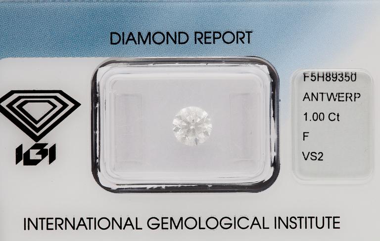 DIAMANT, briljantslipad, oinfattad, 1 ct. Cert. IGI.