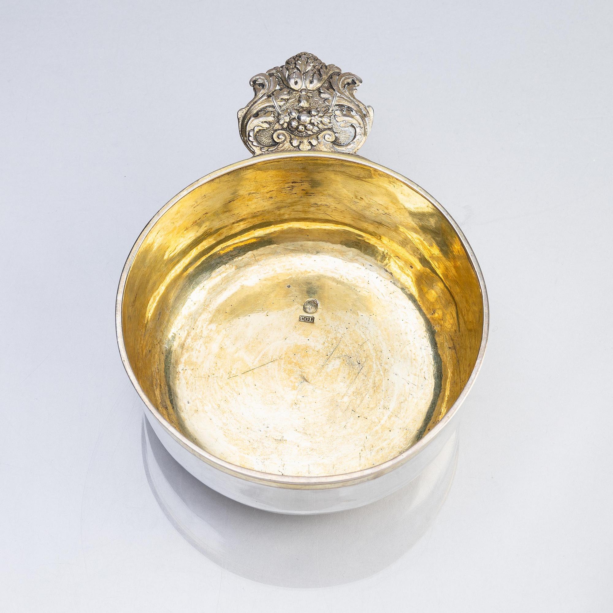 A Swedish parcel-gilt silver drinking cup/bowl, mark of Henrik Wittkopf the elder, Stockholm 1749.