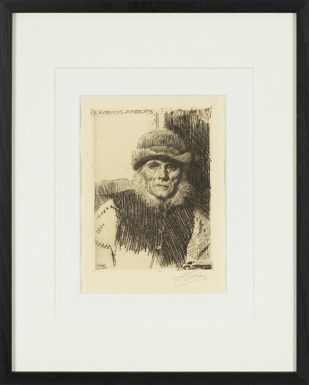 Anders Zorn, etching, 1919, signed in pencil.