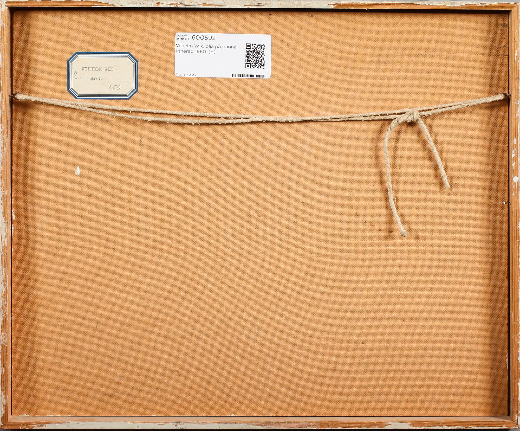 Wilhelm Wik, olja på pannå, signerad 1960.