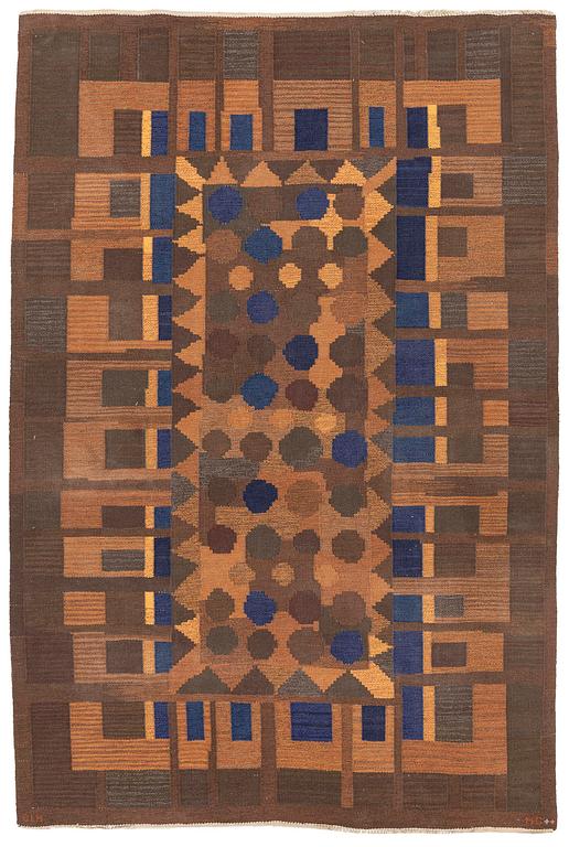 Margareta Grandin-Nettles, a flat weave 'Smaragd' carpet, c. 302 x 203 cm, signed GLH MG.