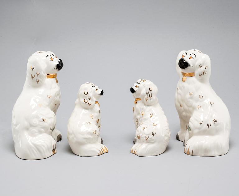 FIGURINER, två par, flintgods, Beswick, England, 1900-talets andra hälft.