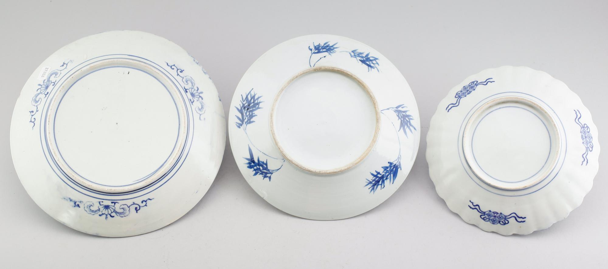 SKÅLFAT, 3 st, porslin, Japan, 1800-/1900-tal.