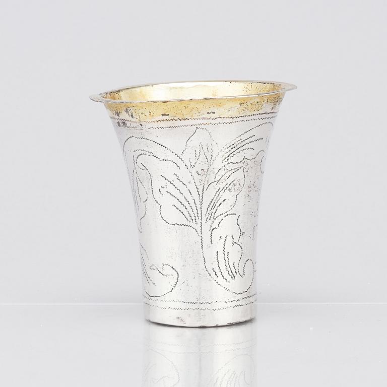 A Swedish parcel-gilt silver beaker, mark of Hans Petter Vogt (1752-1804) Kristianstad, Sweden,