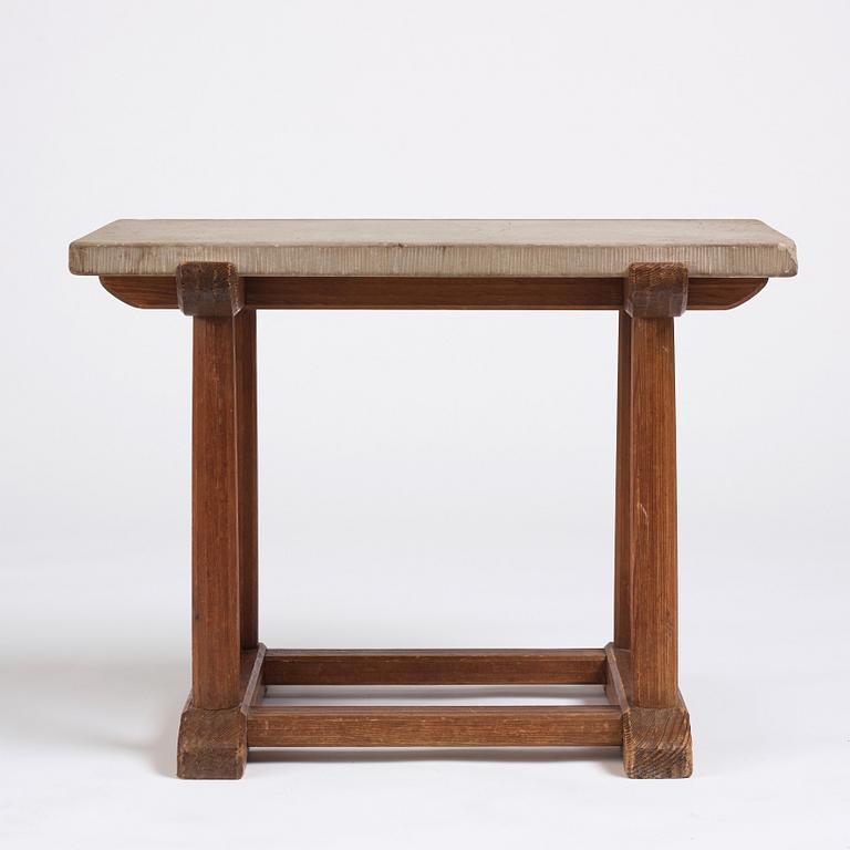 Axel Einar Hjorth, a stained pine and limestone top "Sandhamn" table, Nordiska Kompaniet, Sweden 1931.