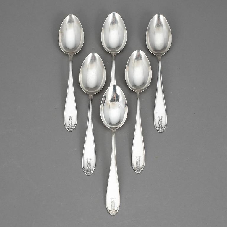SKEDAR, 6 st, silver, modell "Vasa", GAB, Stockholm 1957-58. Vikt 177 g.