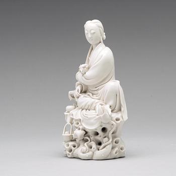 A blanc de chine figure of Guanyin, Qing dynasty, 19th Century.