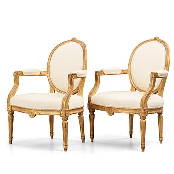 50. A pair of Gustavian armchairs, late 18th century.