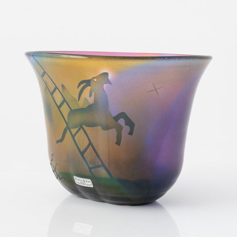 Bertil Vallien, a unique blasted glass vase, Kosta Boda, Sweden.