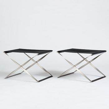 Poul Kjaerholm, taburetter, ett par "PK-91", Fritz Hansen, Danmark.