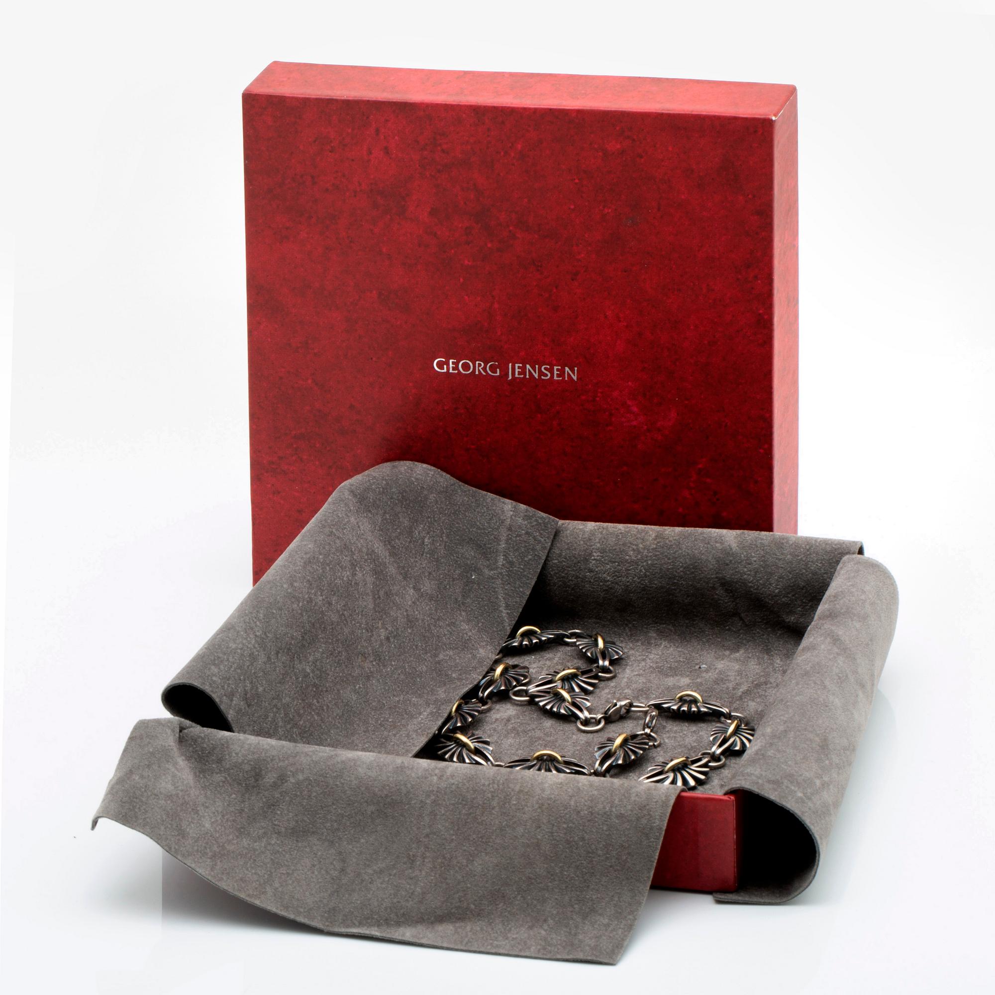 Georg Jensen necklace and bracelet, sterling silver and 18K gold, nr 394.