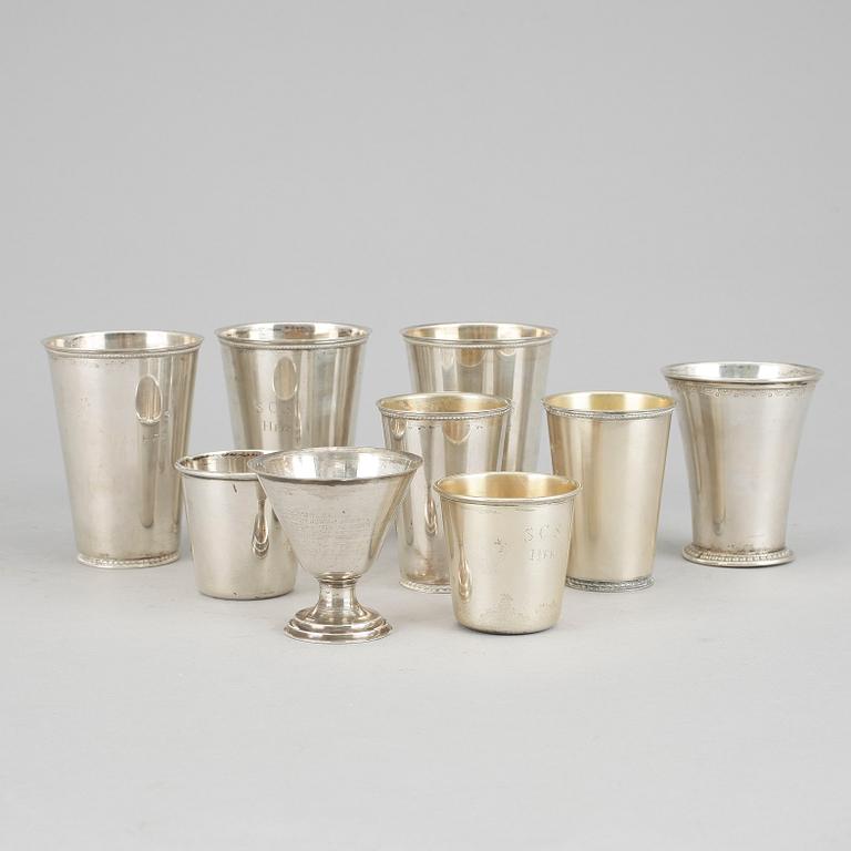 PARTI SILVER, 9 delar, silver Gustaf Möllenborg Feron total vikt ca 584 gram.