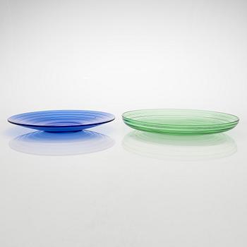 Jacob Eiler Bang, nine "Broksø" glass objects, first half of the 20th century. Holmegaard Denmark.