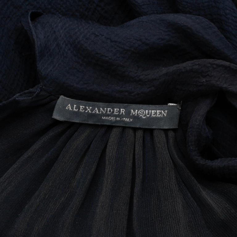 ALEXANDER MCQUEEN, a blue chiffon top. Size 42.