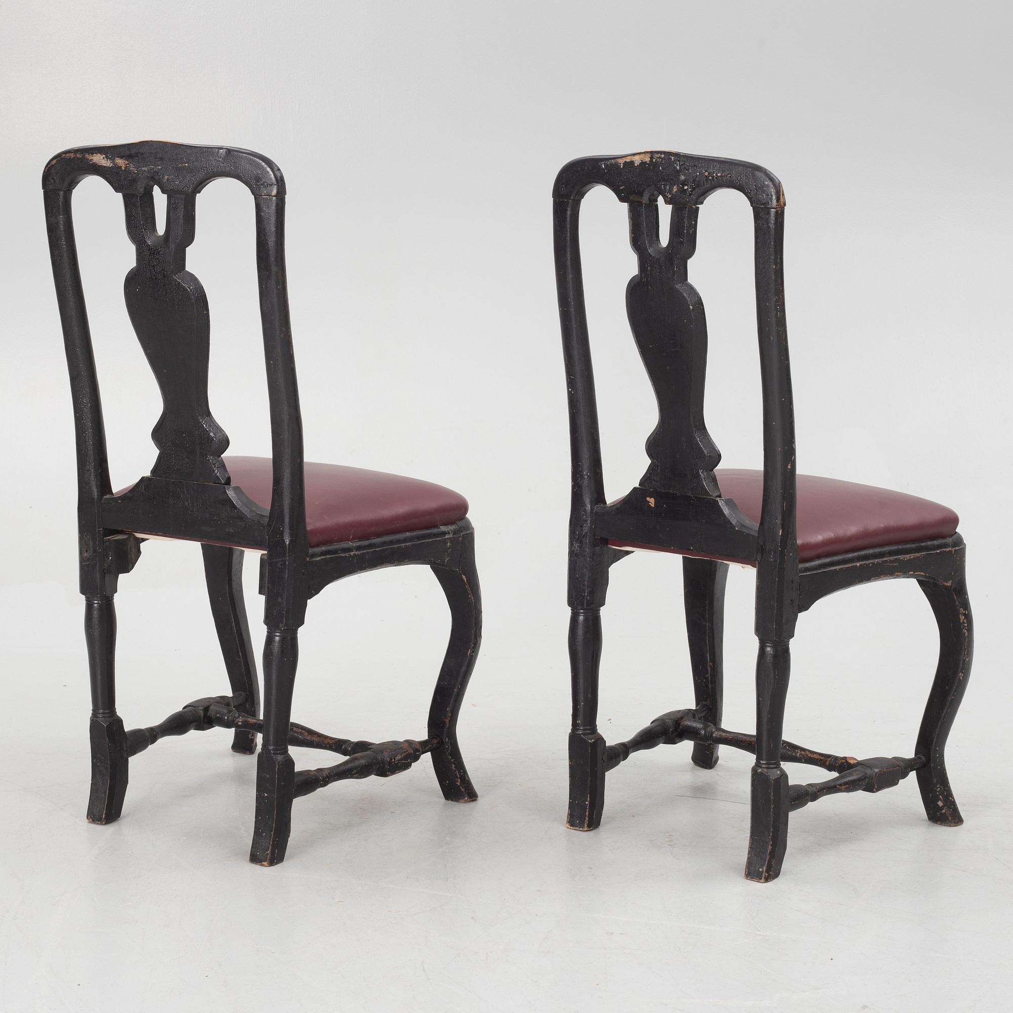 A pair of rococo chairs, mid 18th century.