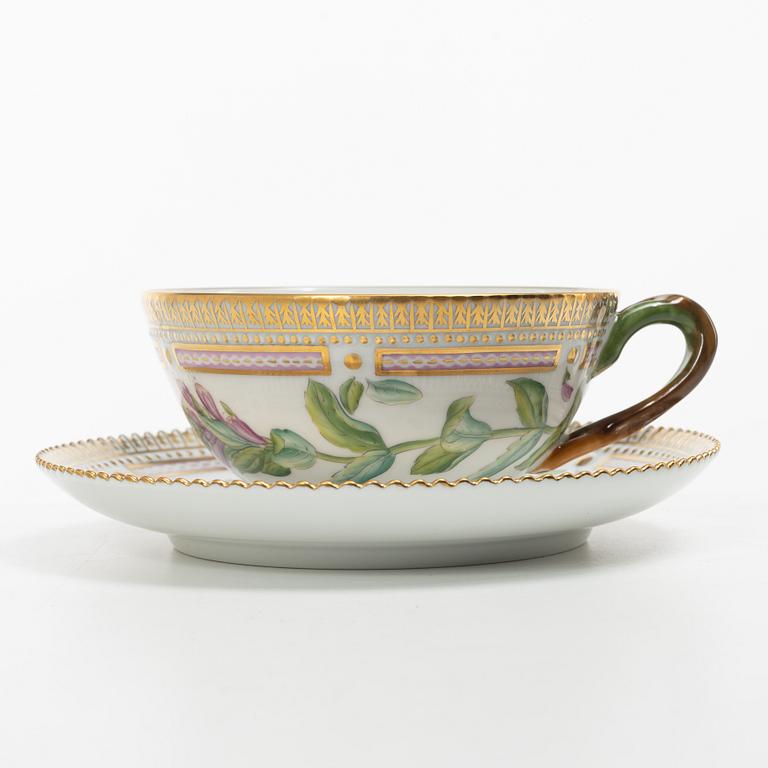 Royal Copenhagen, a 'Flora Danica' tea cup and saucer, Royal Copenhagen, Denmark, 1953.