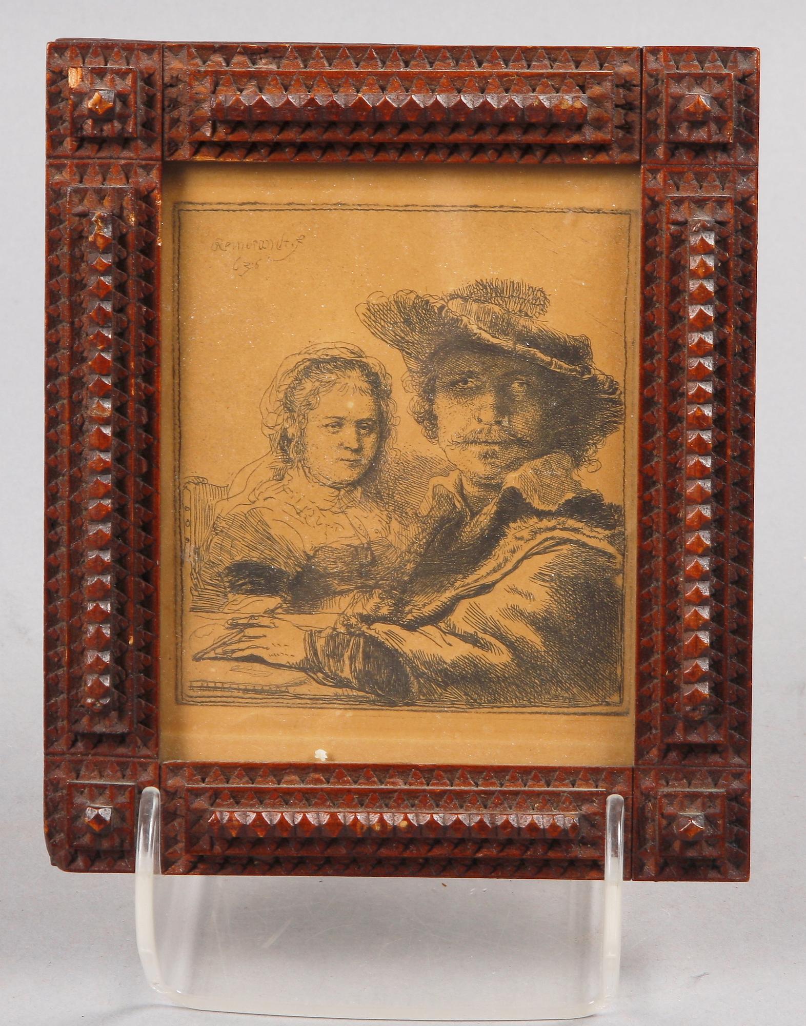 REMBRANDT HARMENSZ VAN RIJN, efter, etsning. 1800-tal. Sign i plåten.