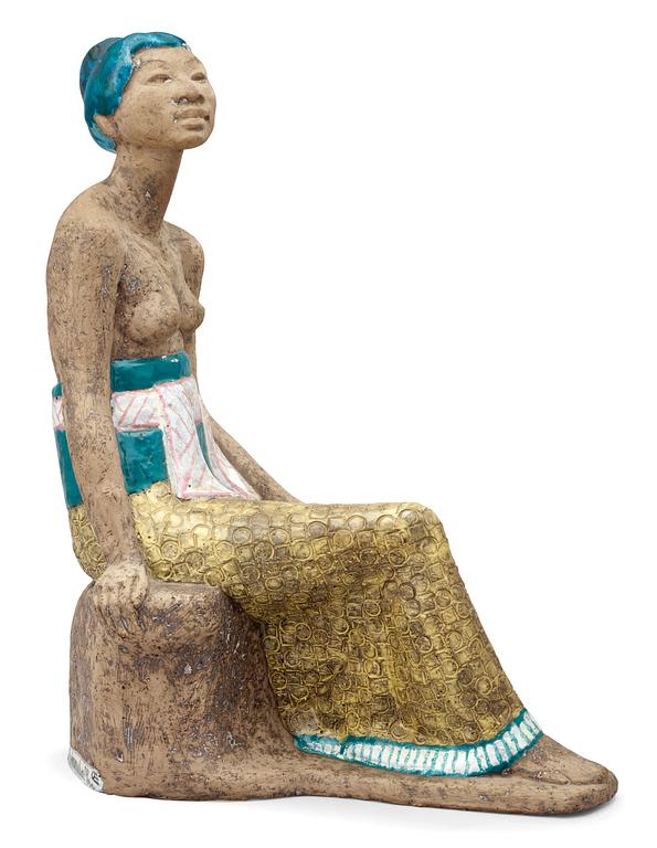 MARI SIMMULSON, figurin, "Sittande balinesiska", Upsala-Ekeby 1957, modell 4294.