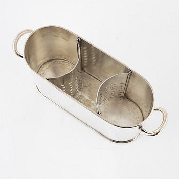 A silver plated wine cooler, contemporary.