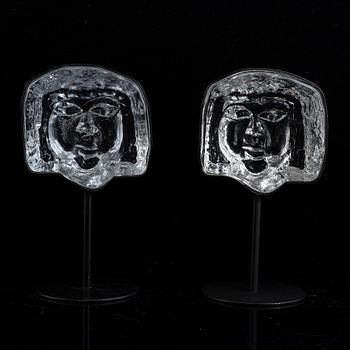 Erik Höglund, skulpturer, 2 st, glas, Boda.