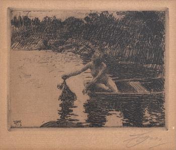 Anders Zorn, etsning, 1913, signerad.