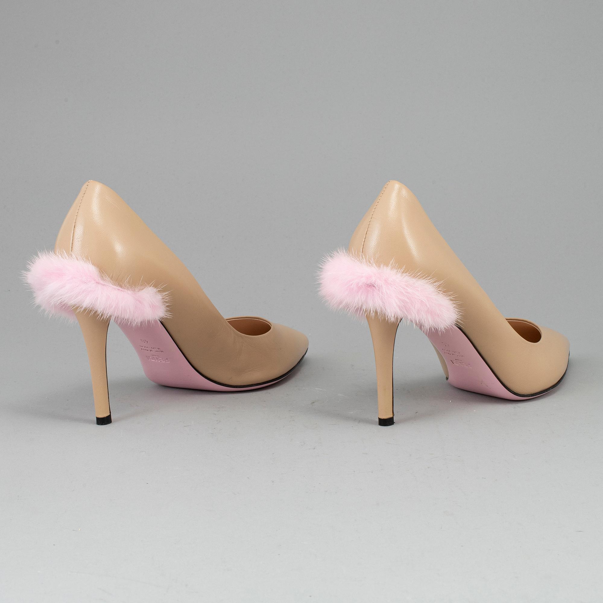 FENDI, a pair of leather hight heel shoes, size 40.