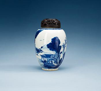 1552. A blue and white jar, Qing dynasty, Kangxi (1662-1722).