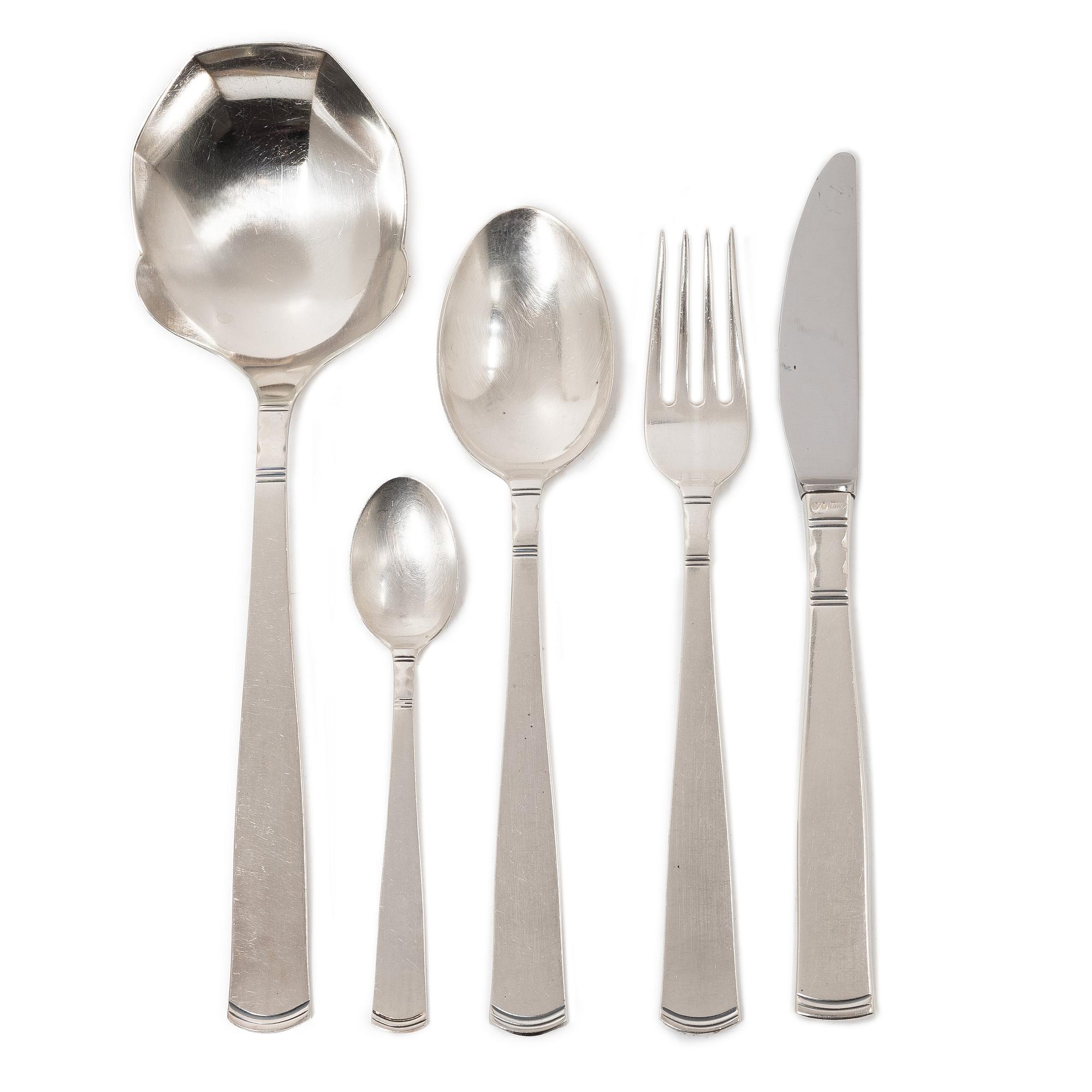 Jacob Ängman, a 49-piece silver cutlery service, 'Rosenholm', GAB, Eskilstuna, 1975-79.