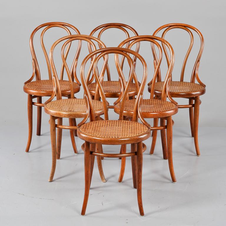 CAFÉSTOLAR, 6 st, "Konsumstuhl Nr. 14", Thonet, 1900-talets första hälft.