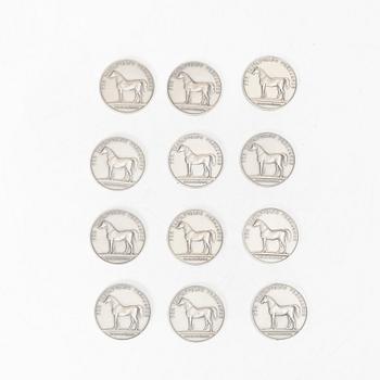 Medals, 12 pcs, silver, Sporrong, Stockholm 1937-1963.