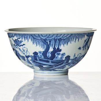 A blue and white 'Yingzi' (Boys at play) bowl, Qing dynasty with a Daouguang mark and of the period (1821-50).