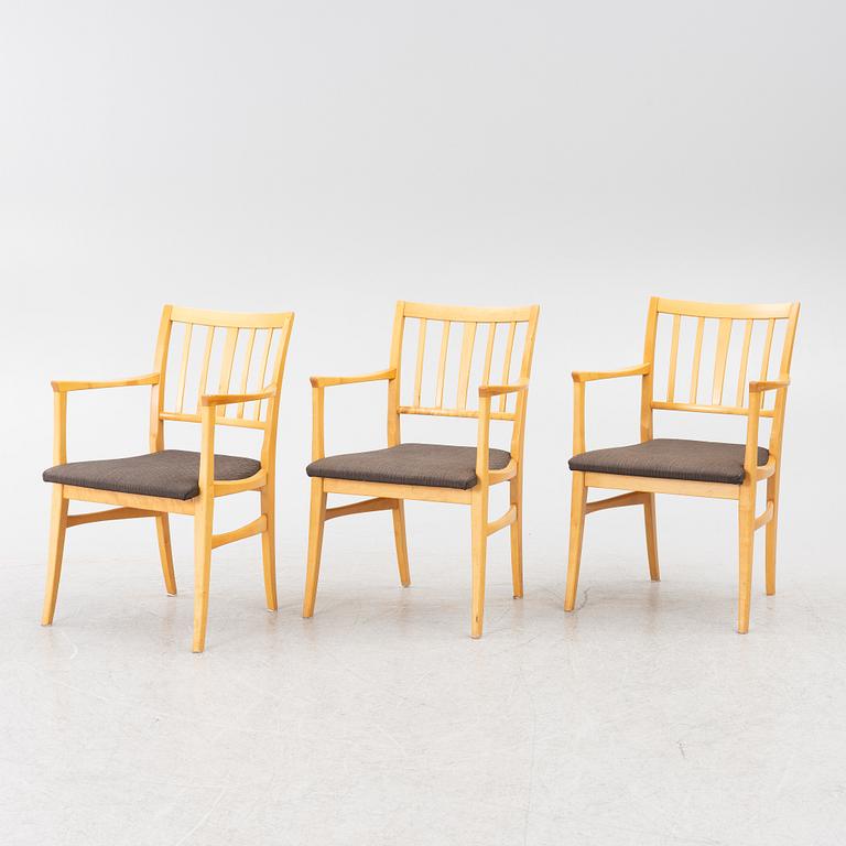 Carl Malmsten, a set of 3 "Talavid" armchairs, OH Sjögren, second half of the 20th century.