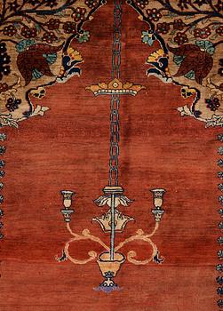 Matto, an antique silk Heriz, ca 166,5-170 cm x 116-120 cm.