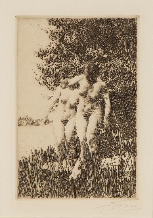 ANDERS ZORN, etching, signed and signed and dated 1917 in the plate.