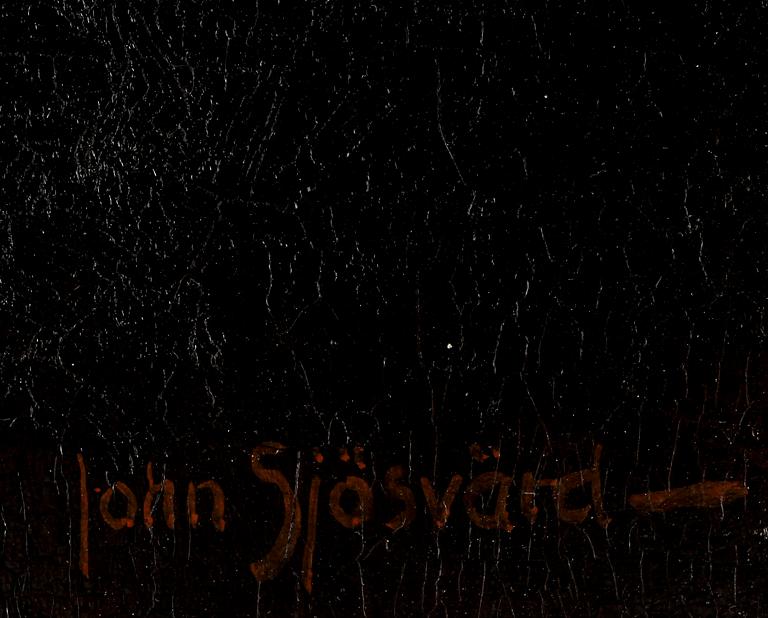 JOHN SJÖSVÄRD, olja på pannå, signerad.