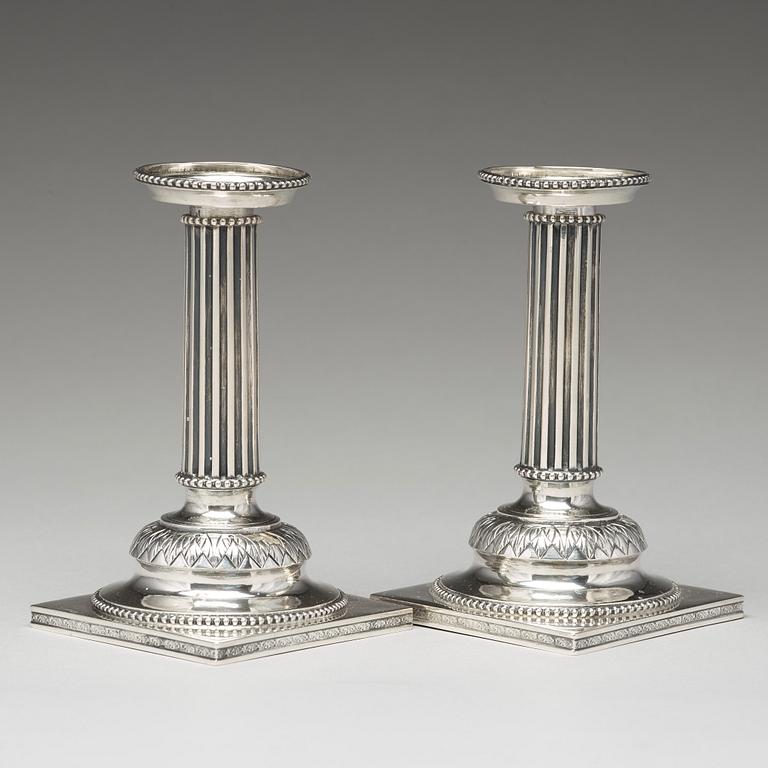 A pair of Swedish 18th century silver candlesticks, mark of Stephan Westerstråhle, Stockholm 1793.