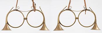 A pair of brass luminaires. 19th Century.