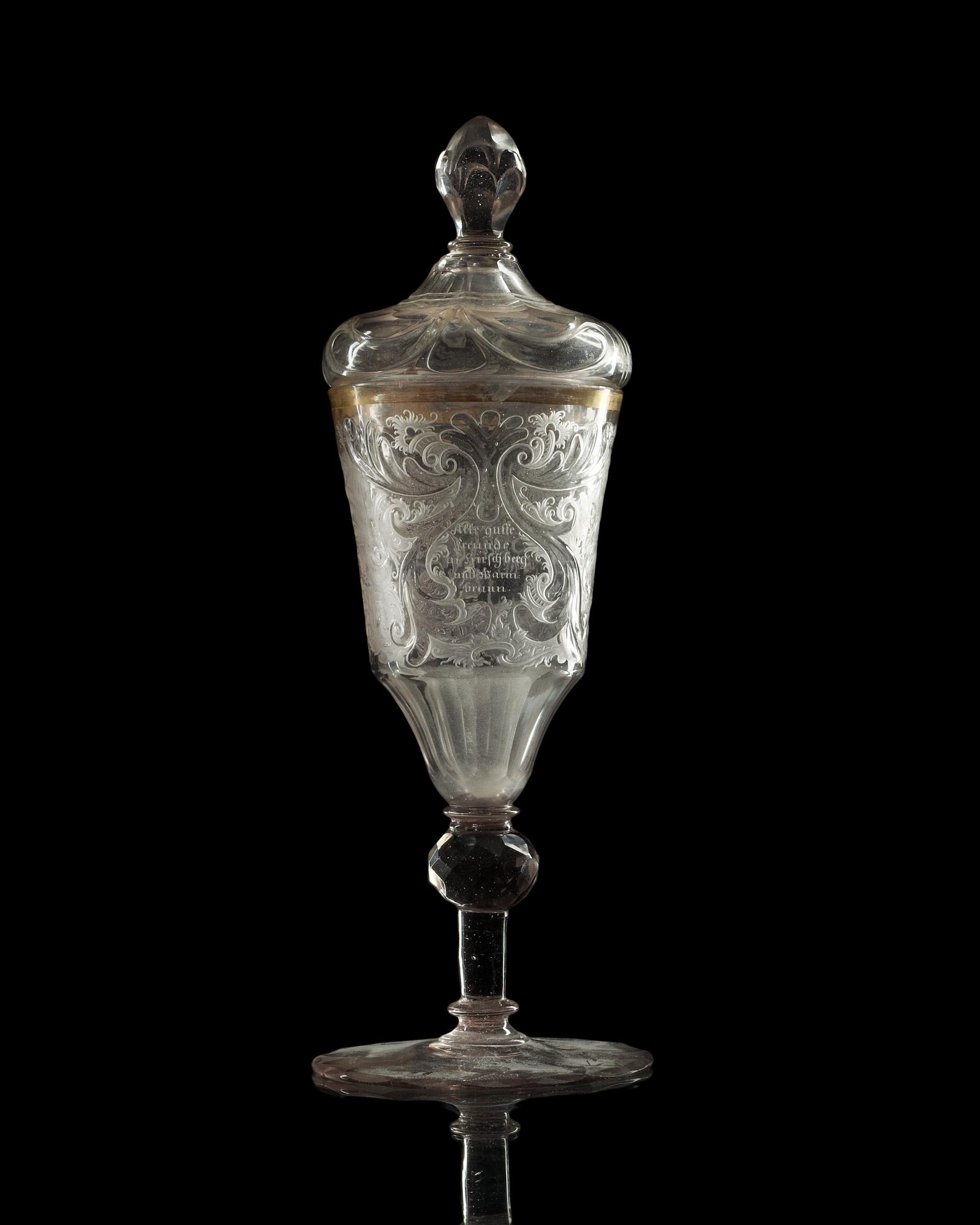POKAL med LOCK, glas. Tyskland, 1700-tal.