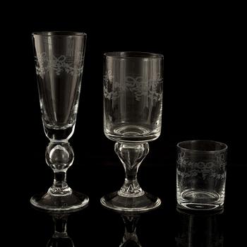 A Swedish 25-piece glass stemware service "Antik", Reijmyre Glasbruk.