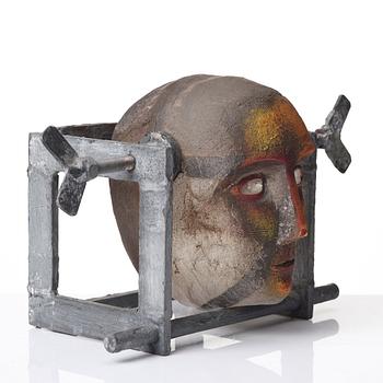 Bertil Vallien, a unique sand cast glass sculpture of a head, Kosta Boda, Sweden.