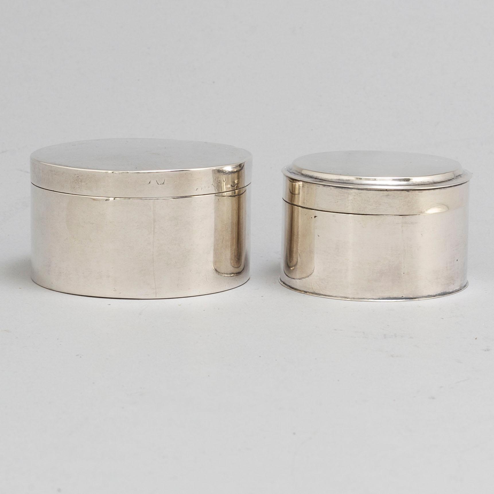 A pair of Swedish parcel-gilt silver boxen, mark of S Blomberg, Sthlm 1806 and JE Torsk, Sthlm 1843.