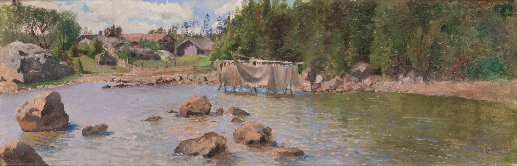 Helmi Biese, olja på pannå, signerad.