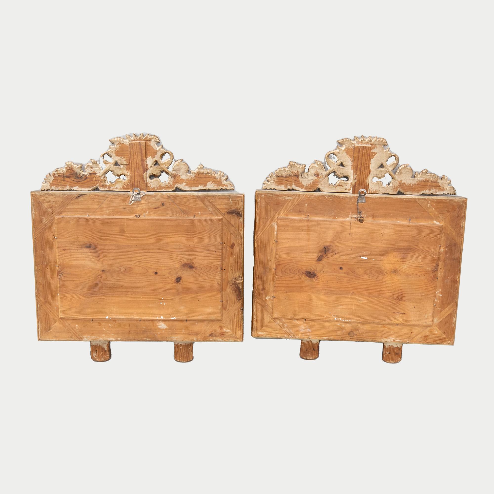 Spegellampetter för två ljus, ett par, Sverige, 1800-talets första hälft, Karl Johan.